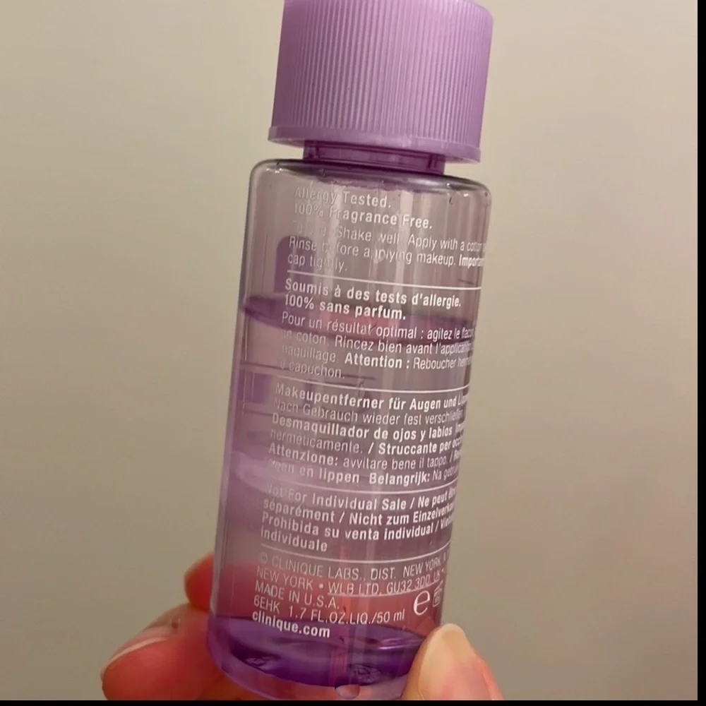Clinique eyes, lashes and lips makeup remover